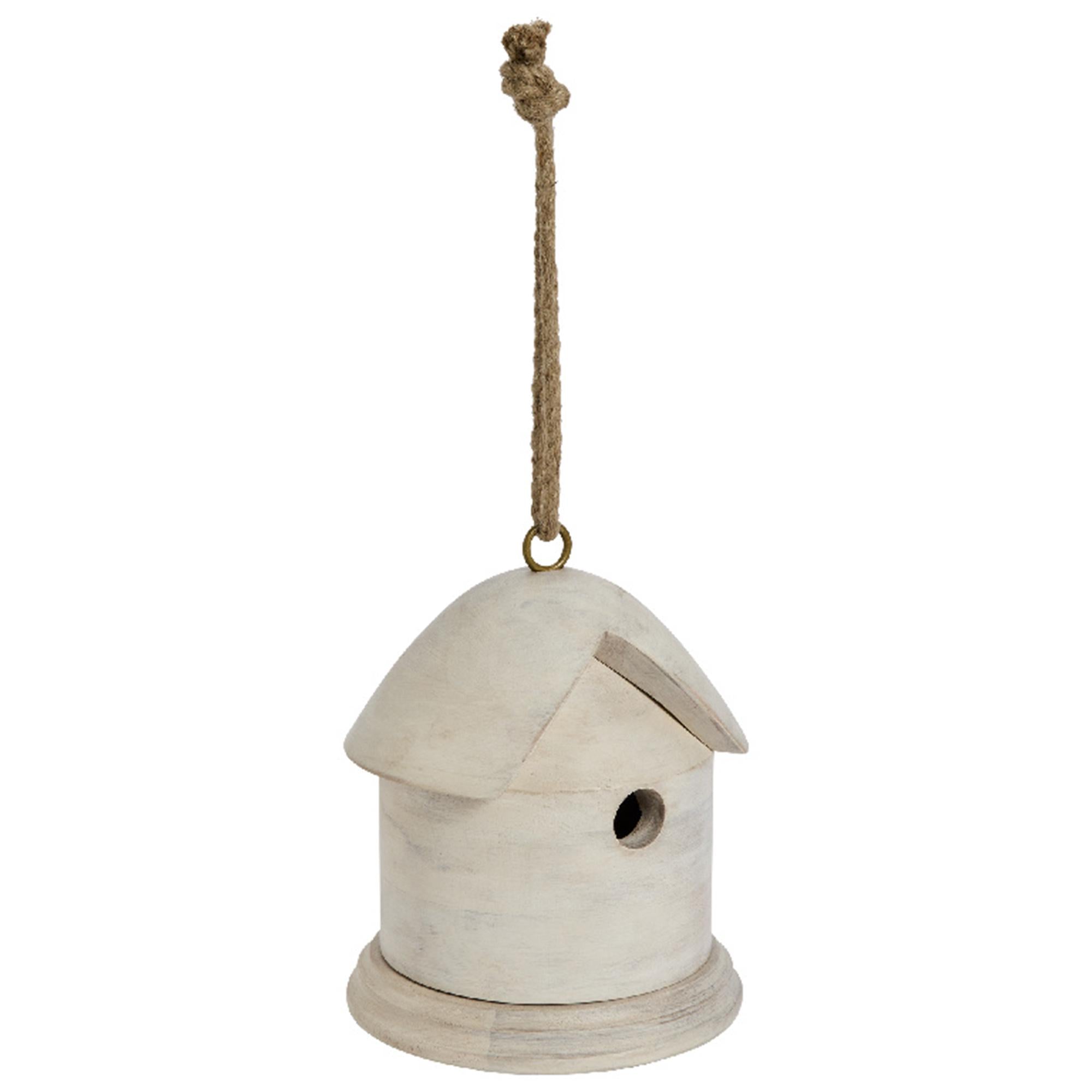 Sainsbury's cream mango wood bird house, imported from the UK