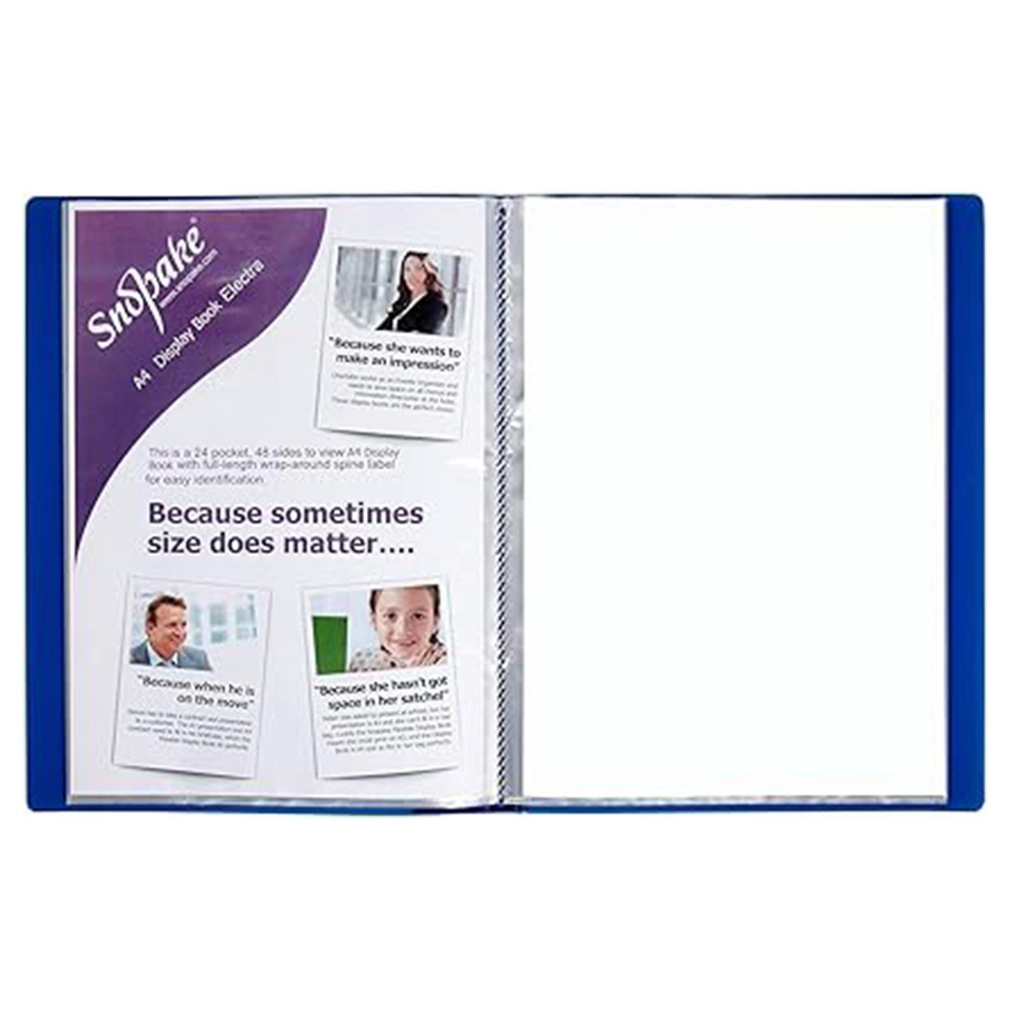 Snopake A4 display book 24 pockets blue, imported from the UK