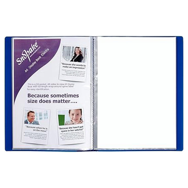 Snopake A4 display book 24 pockets blue, imported from the UK