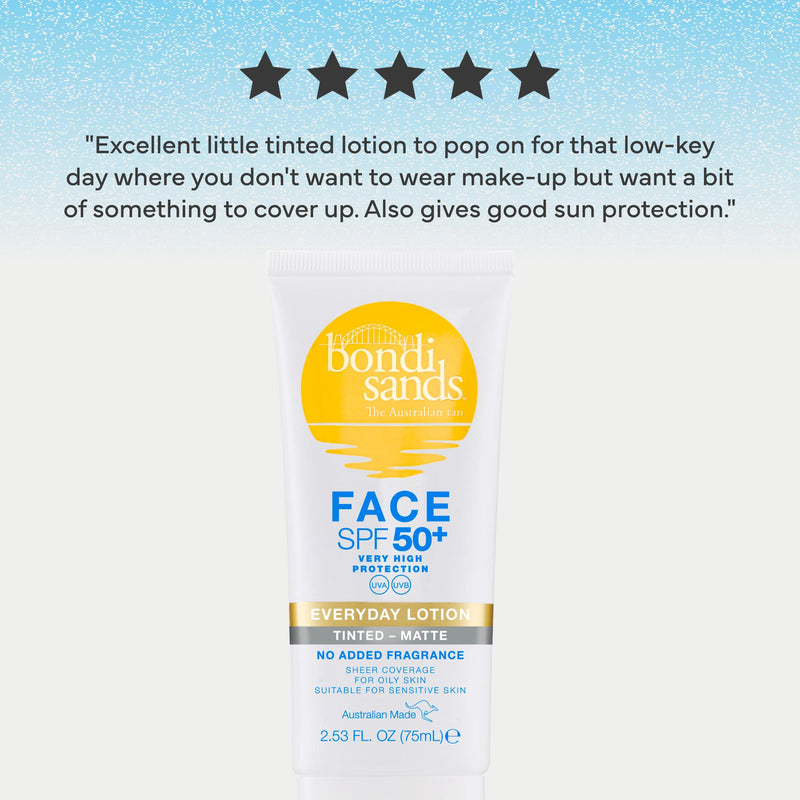 Bondi Sands face sunscreen SPF 50+ tinted matte 75ml (British brand)