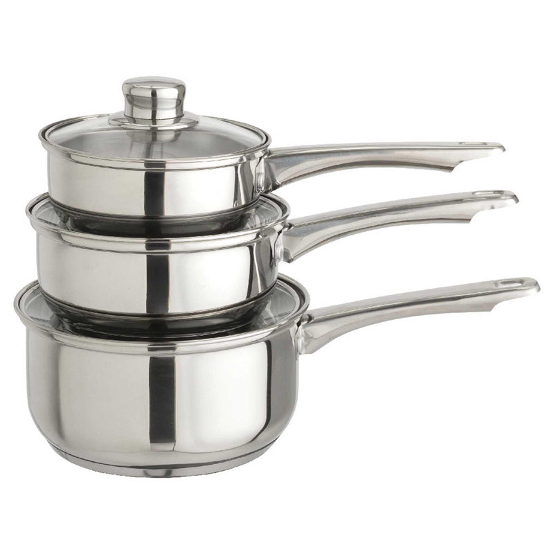 Sainsbury's Home 3 piece stainless steel saucepan set (British brand)