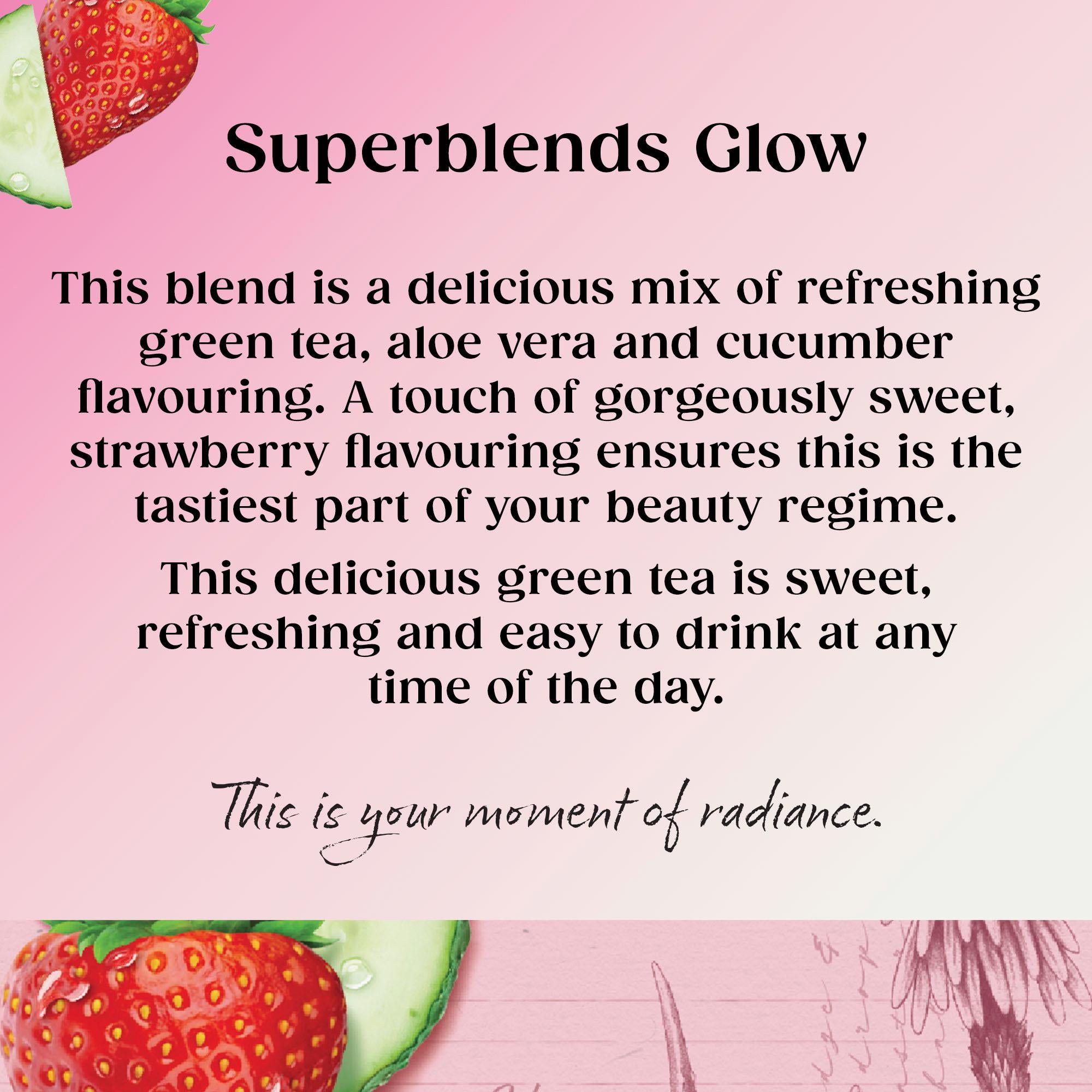 Twinings Superblends Glow strawberry cucumber green tea 20 bags, imported from the UK