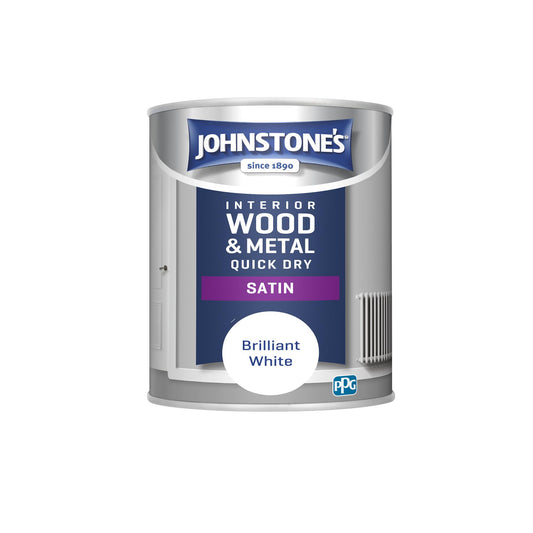 Johnstone's Interior Wood & Metal Quick Dry Satin Brilliant White 0.75L GOODS Sainsburys   
