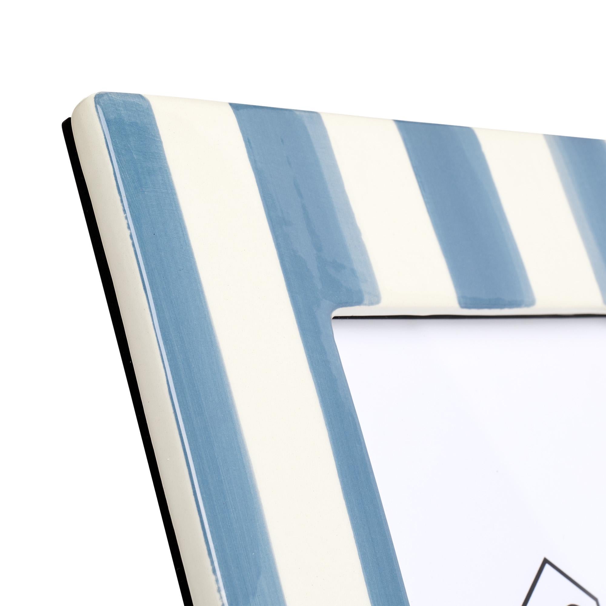 Habitat Ceramic Stripe Photo Frame Blue, UK version