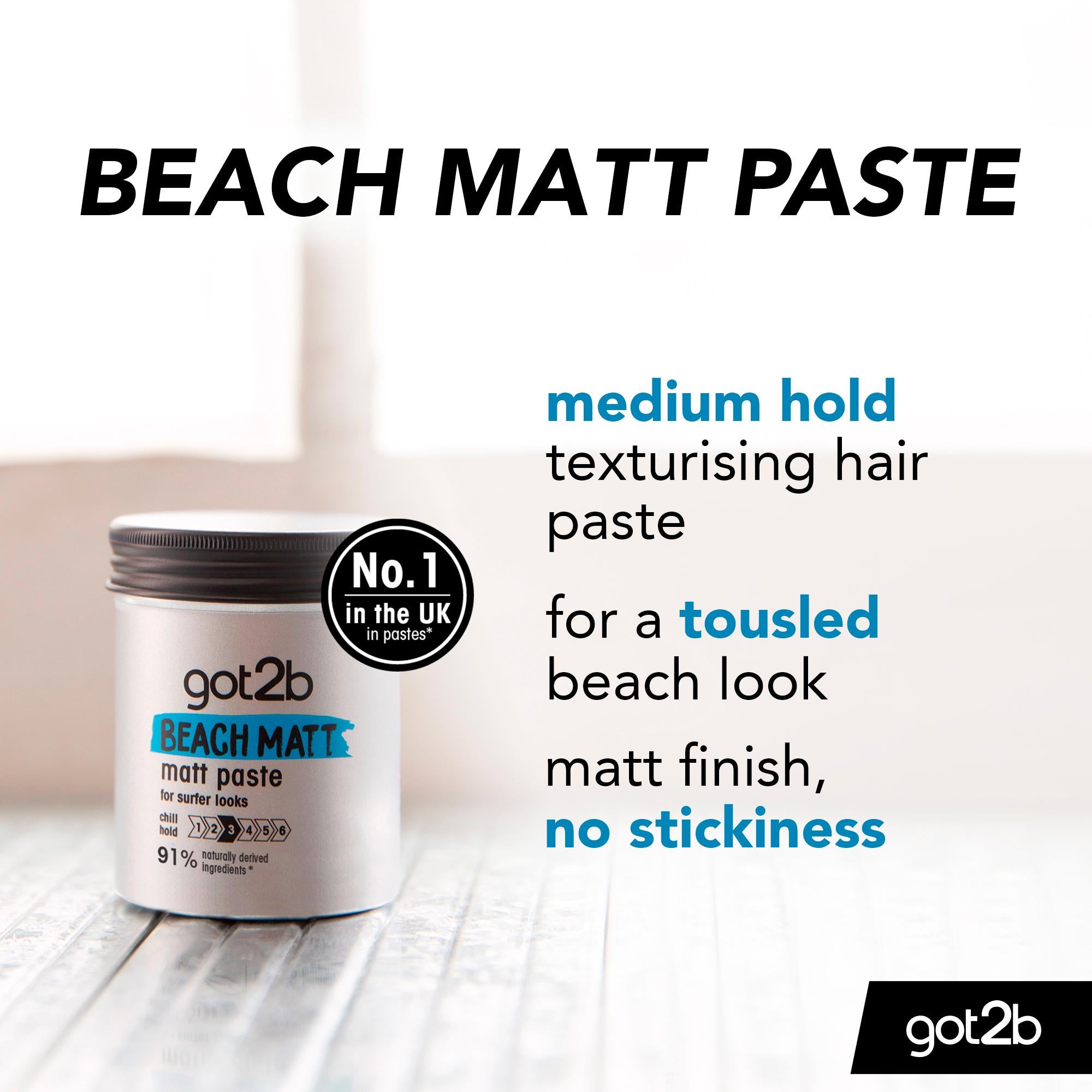 Got2b hair paste Beach Matt 100ml, imported from the UK