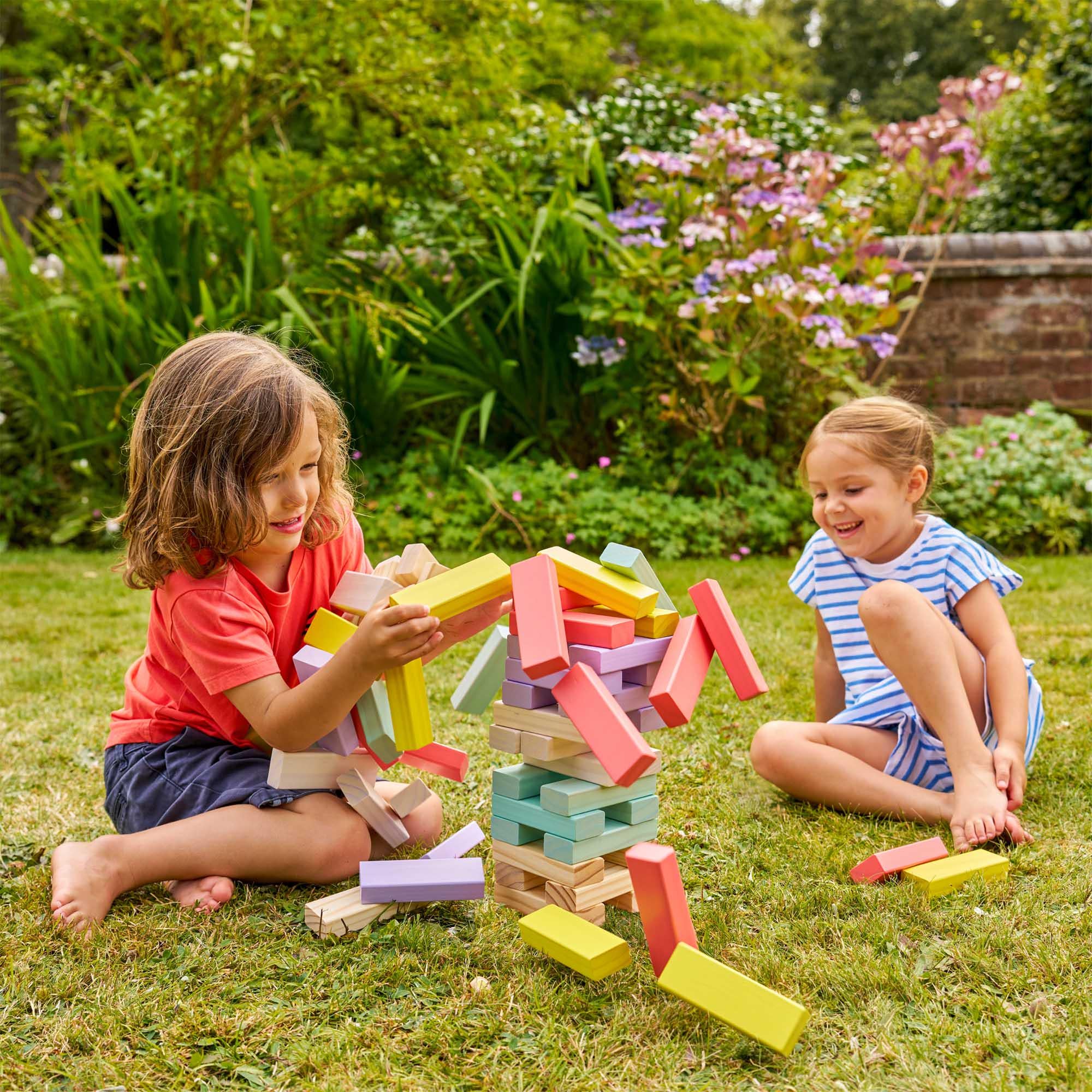 Tp Toys wooden tumble tower pastel 60 blocks (British brand)