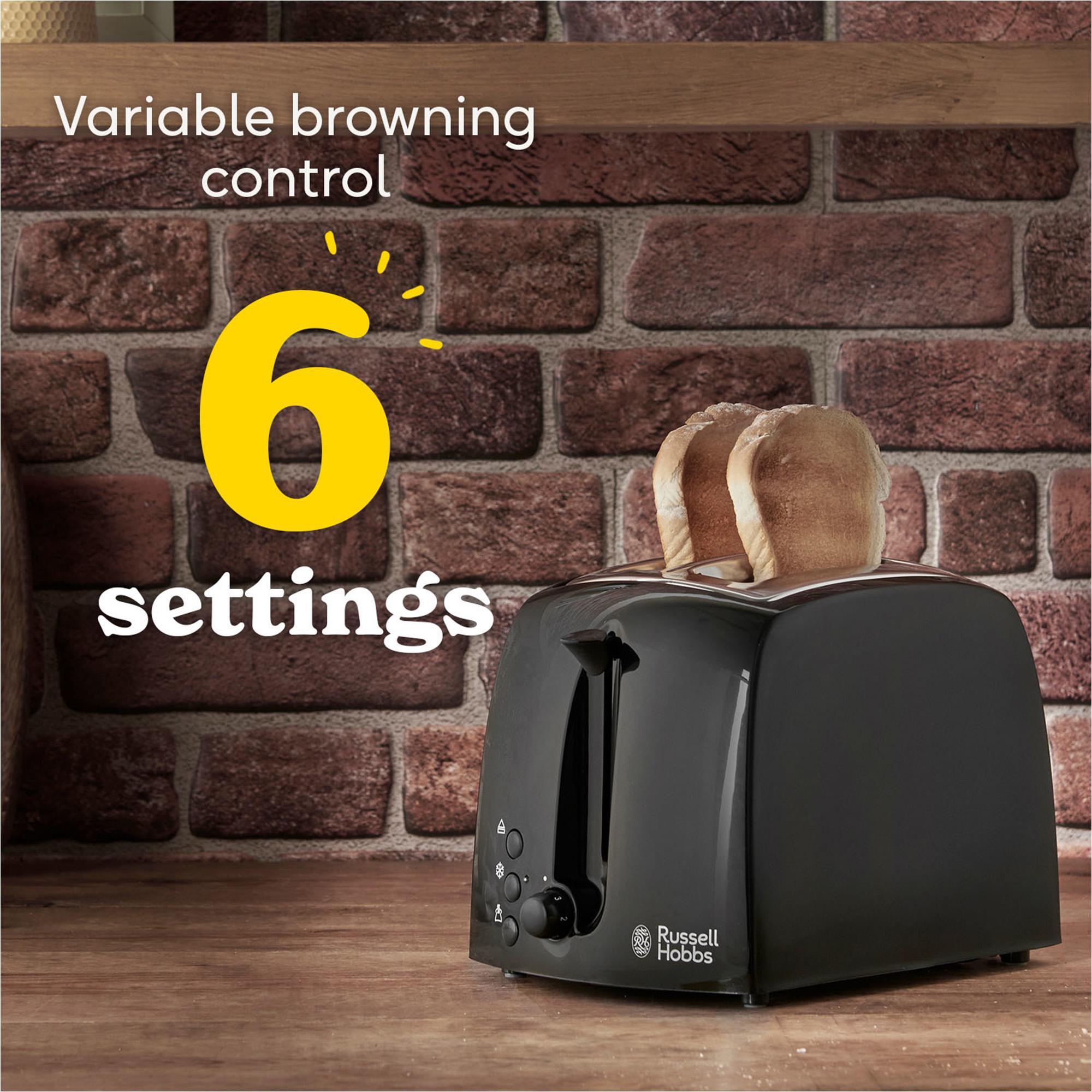 Russell Hobbs Textures Black Toaster 2 Slice, imported from the UK