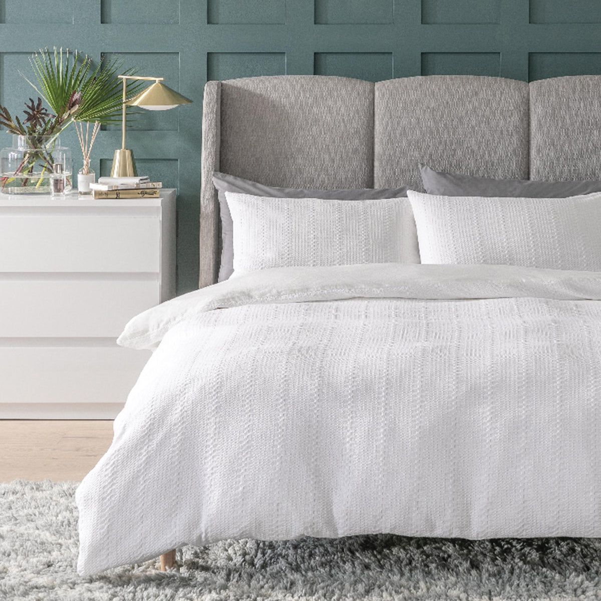 Habitat white waffle bedding set king size, UK version