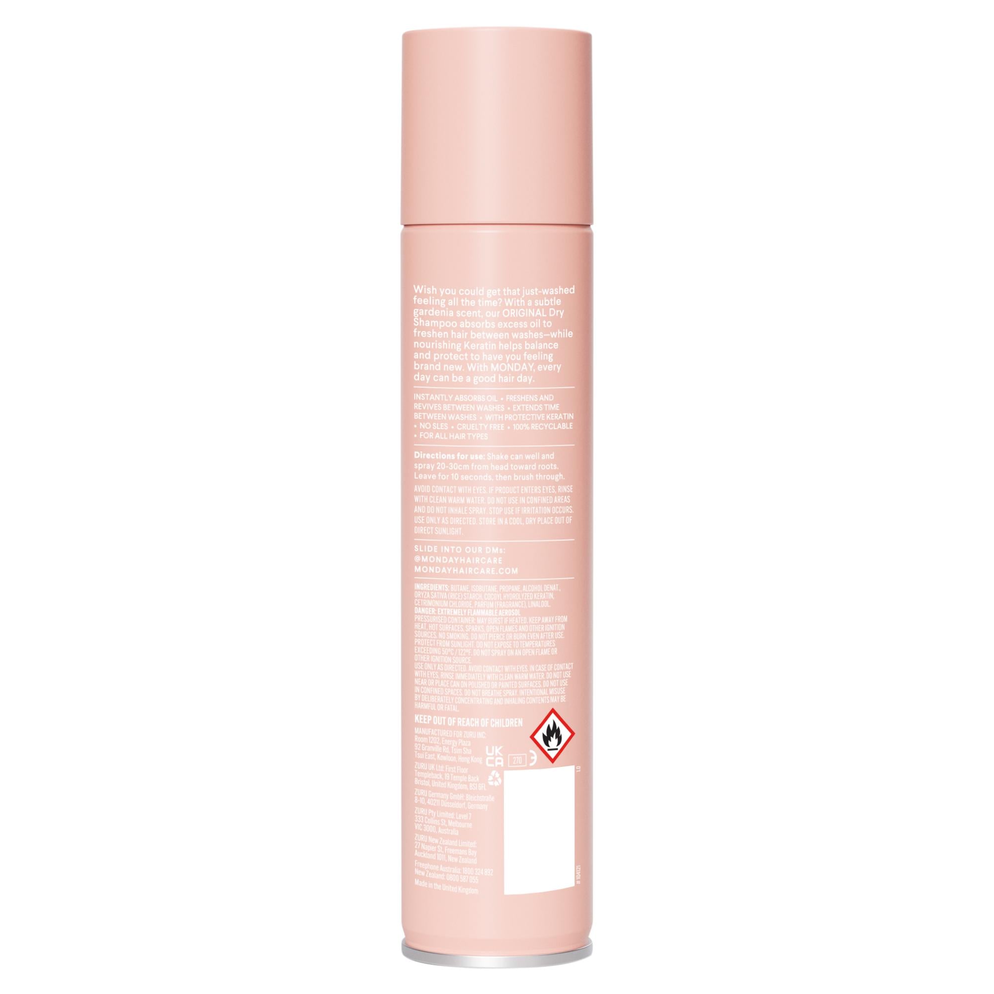 Monday Haircare Original dry shampoo 200ml, imported from the UK