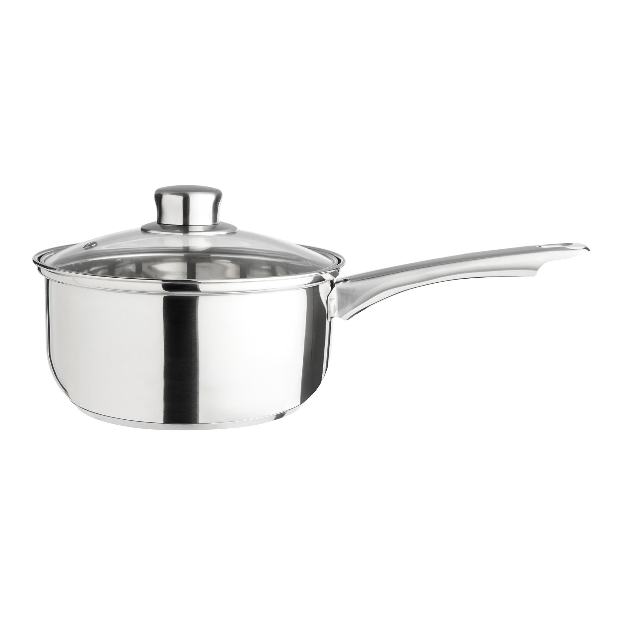 Sainsbury's Home stainless steel saucepan 18cm with glass lid (British brand)