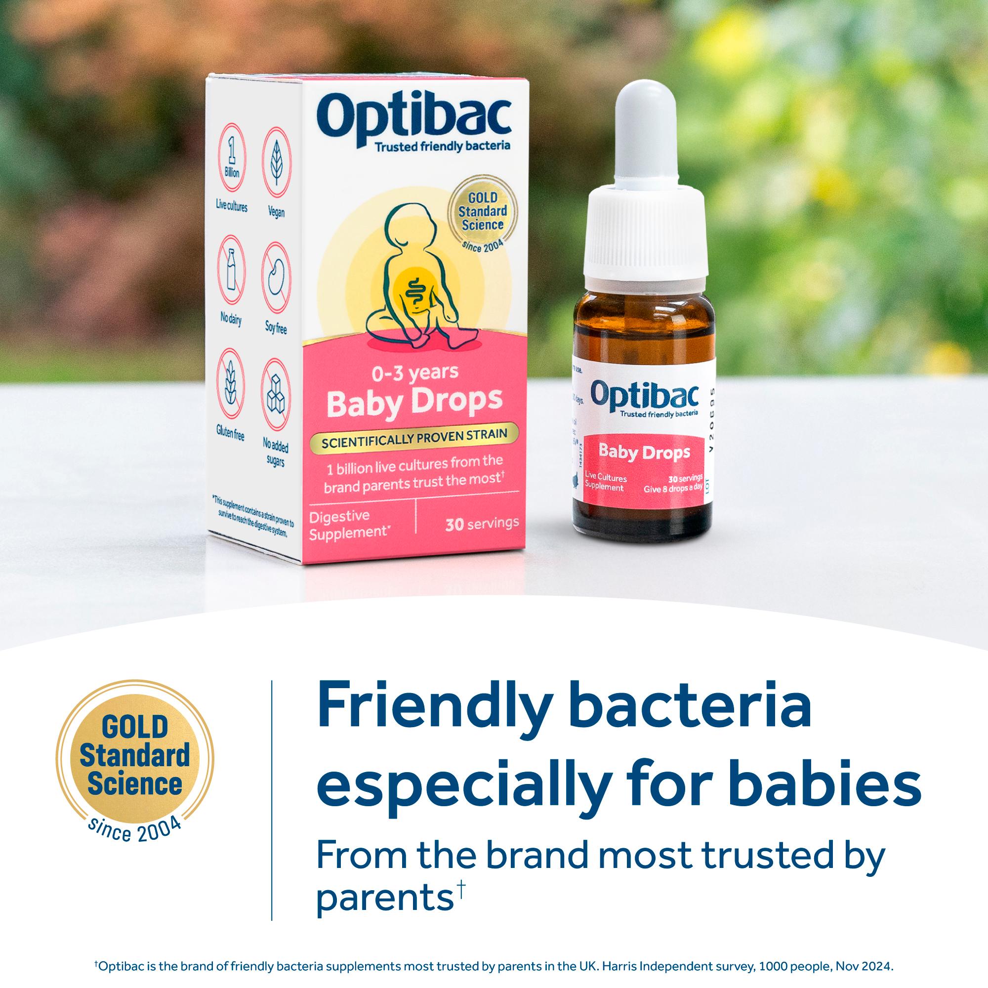 Optibac Baby Drops probiotic supplement 30 doses, imported from the UK
