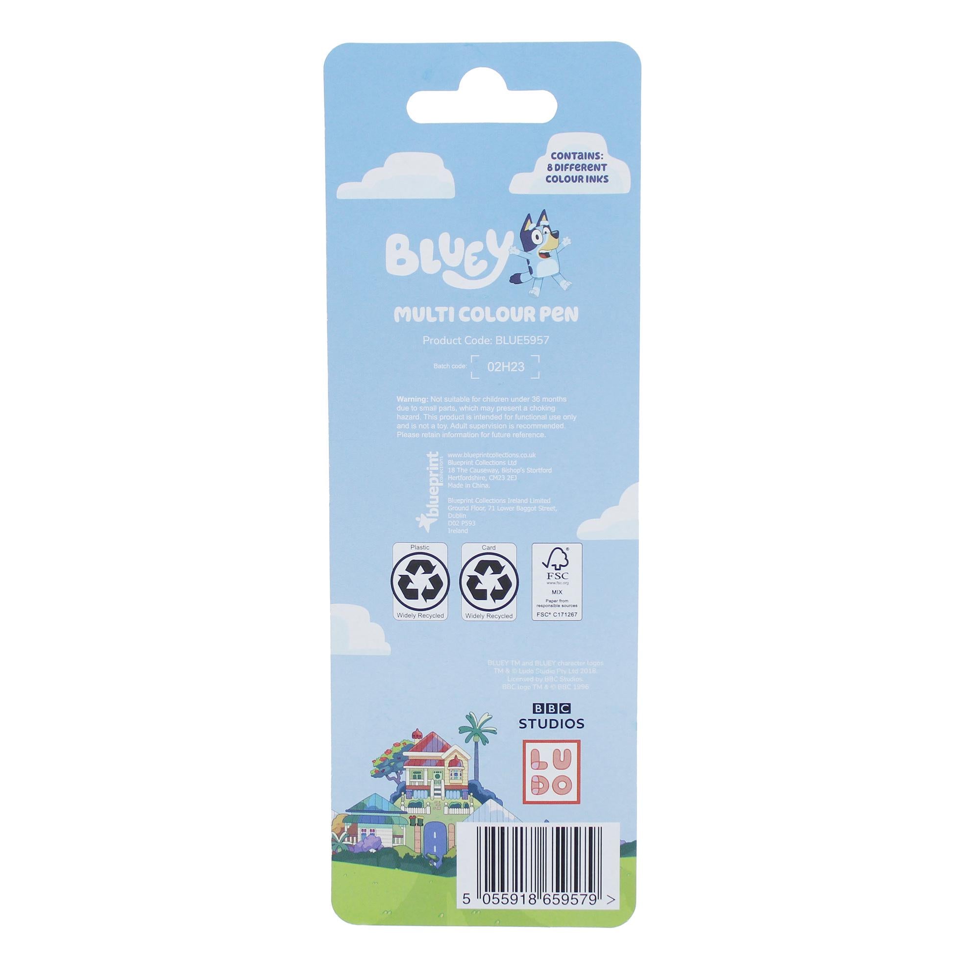 Bluey multi colour pen with 8 colours, UK version