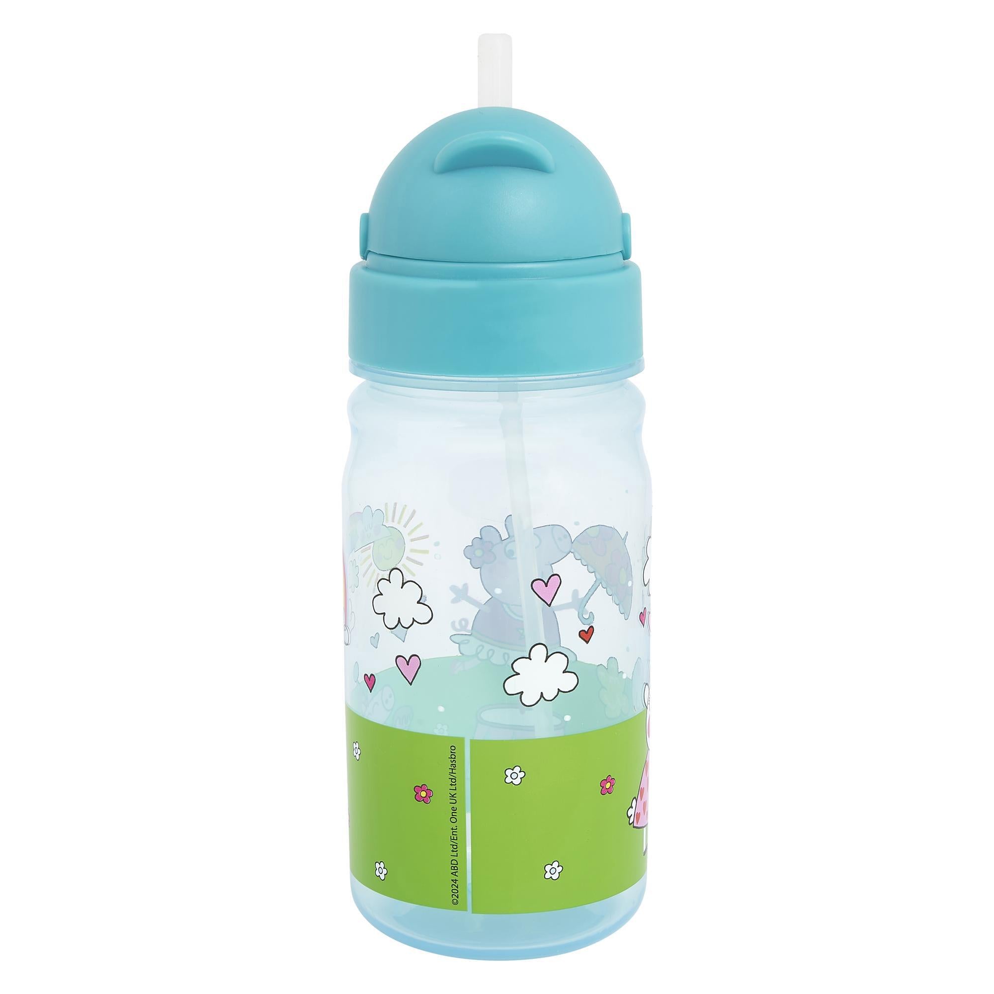 Official Peppa Pig water bottle 400ml with straw, imported from the UK