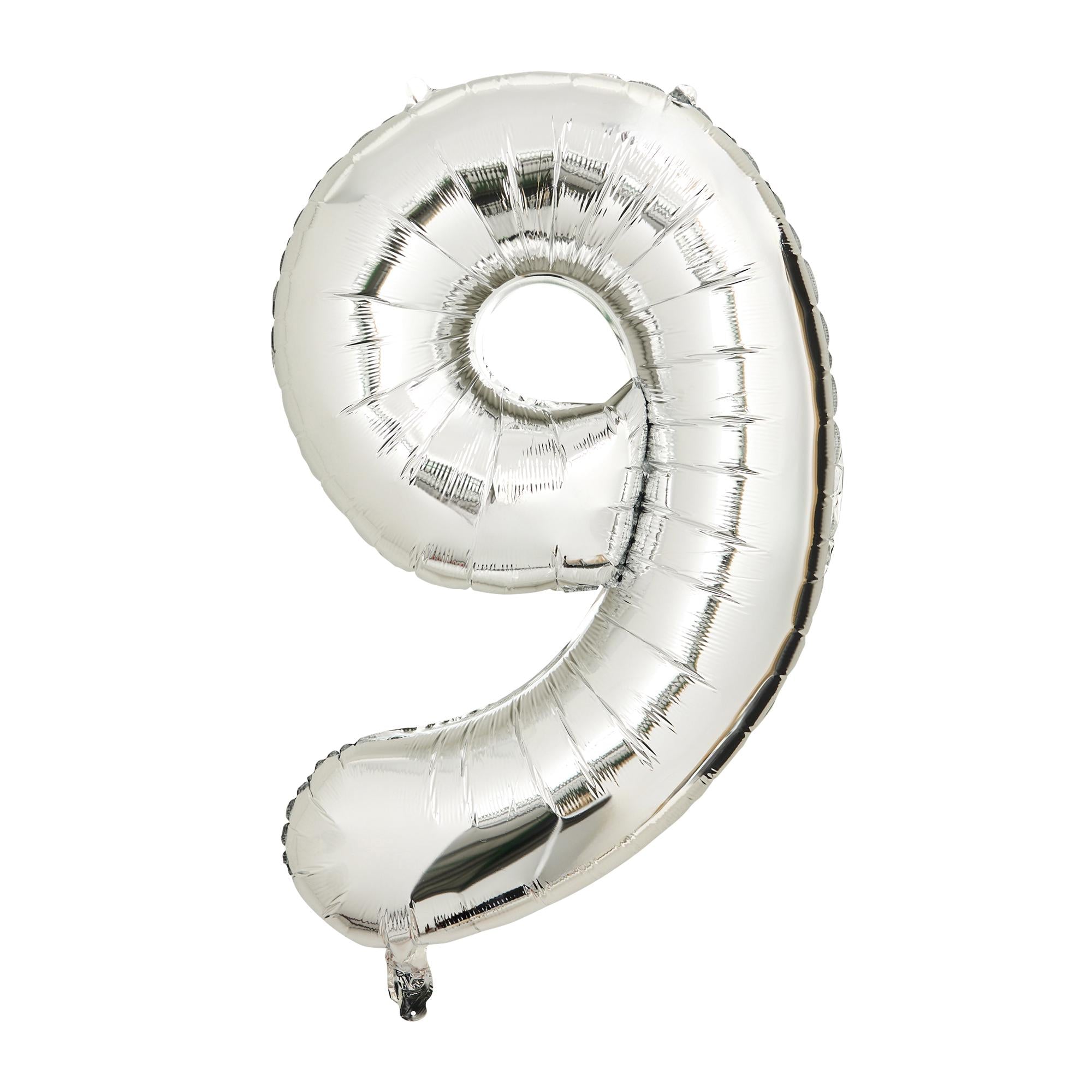 Sainsbury's Home Number 9 Silver Foil Balloon 34 inch (British brand)