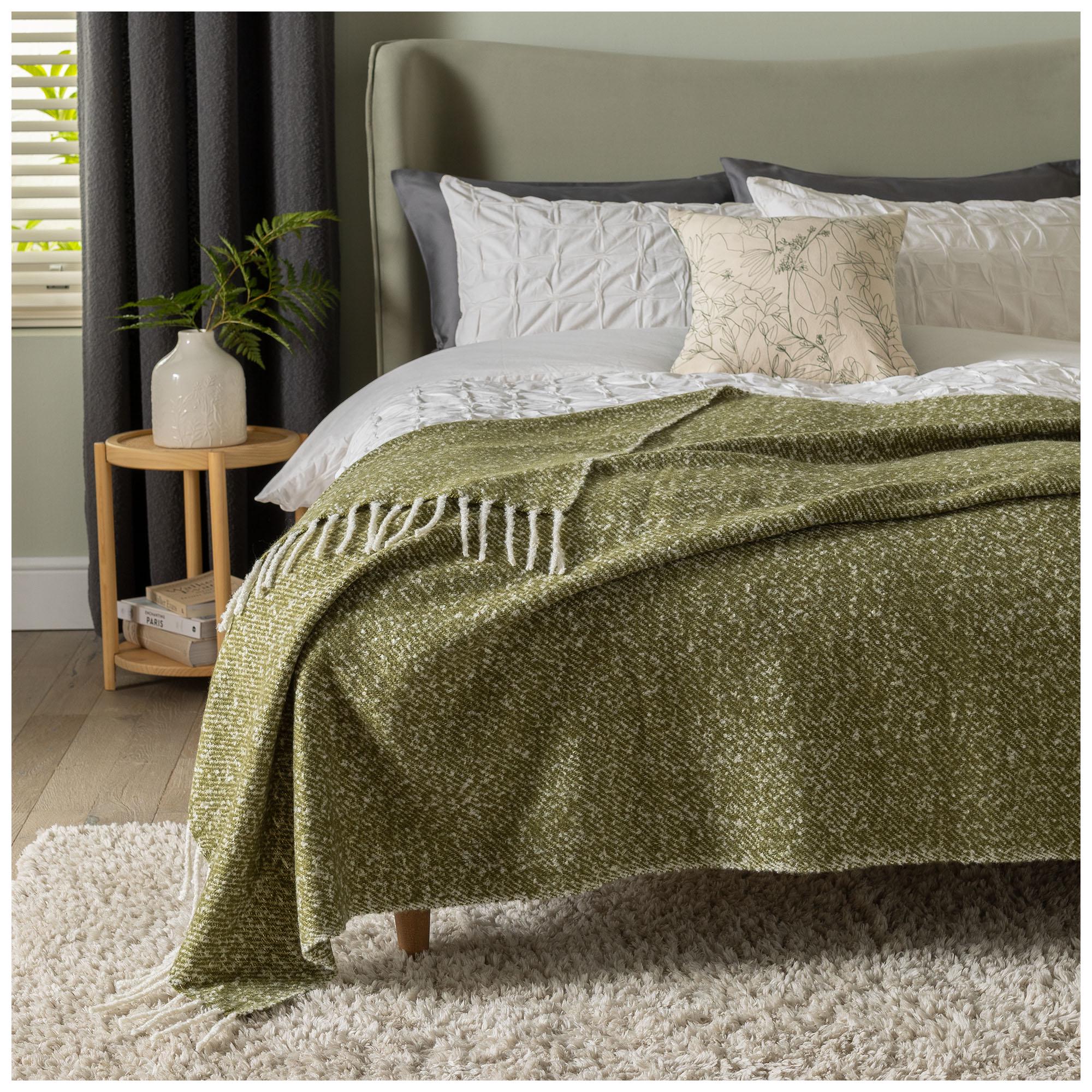 Habitat moss green throw 125x150cm, imported from the UK