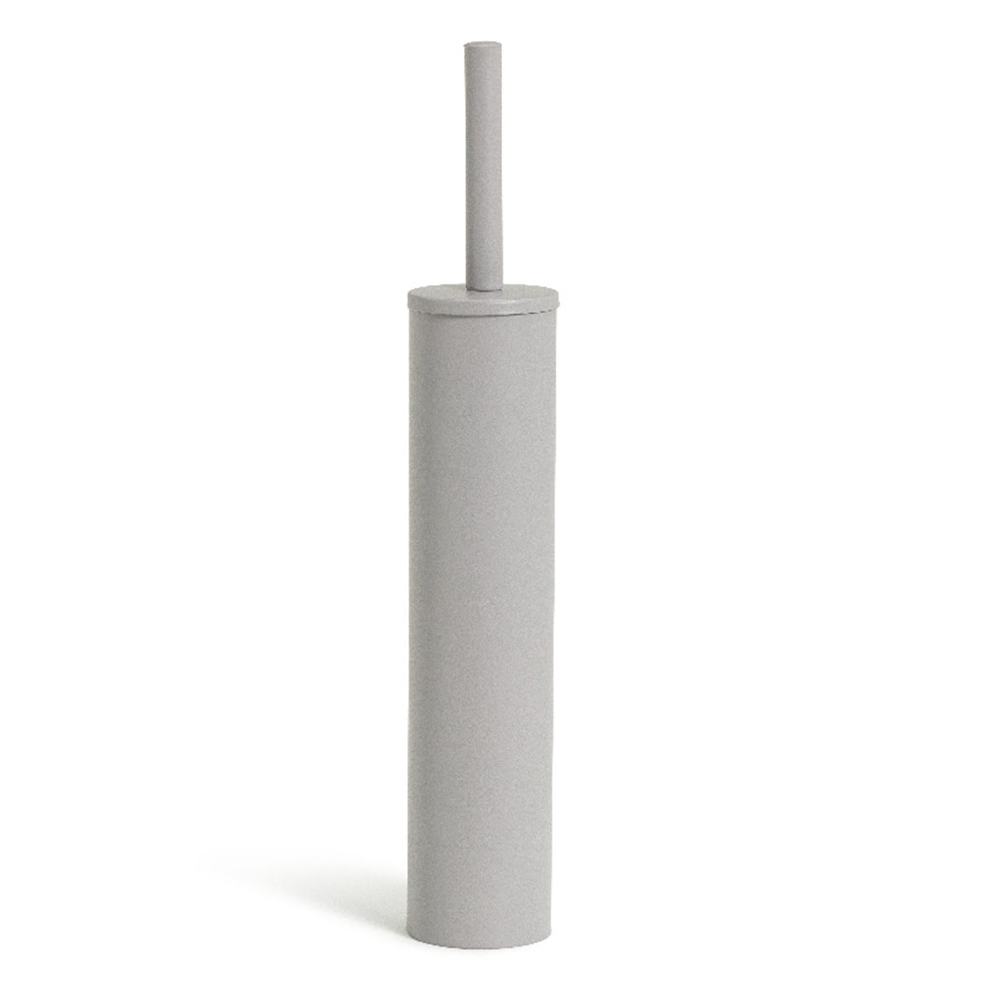 Slimline Toilet Brush with Lid and Removable Bin in Matte Grey Steel