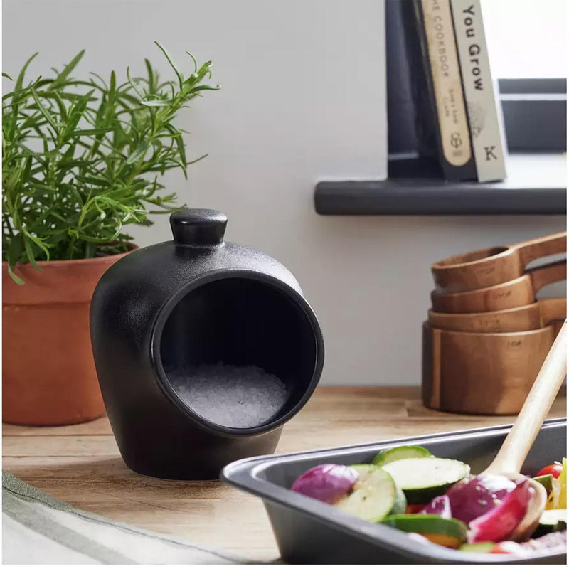 Habitat Industrial Stoneware Salt Container Black, UK version