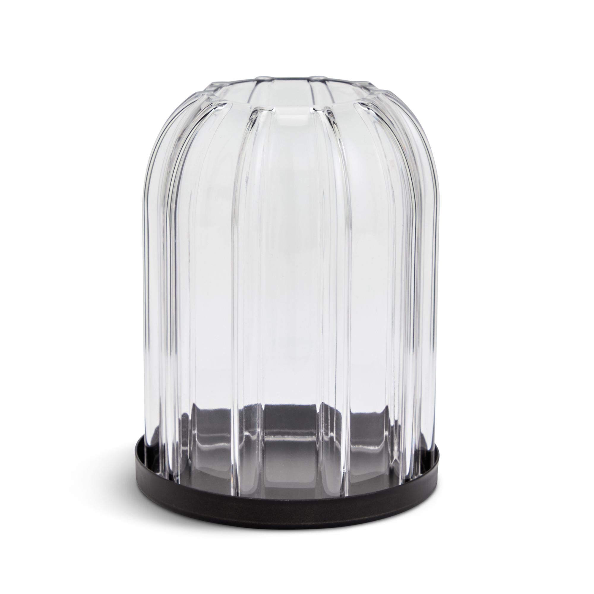 Habitat Ribbed Cloche Tealight Holder Glass 15cm High, UK version