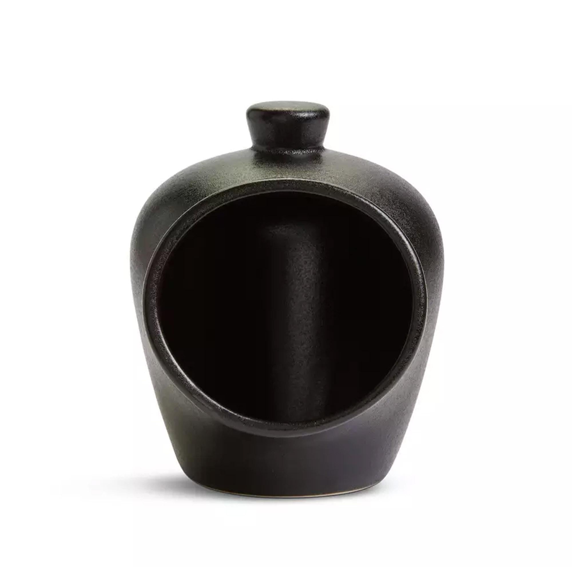 Habitat Industrial Stoneware Salt Container Black, UK version