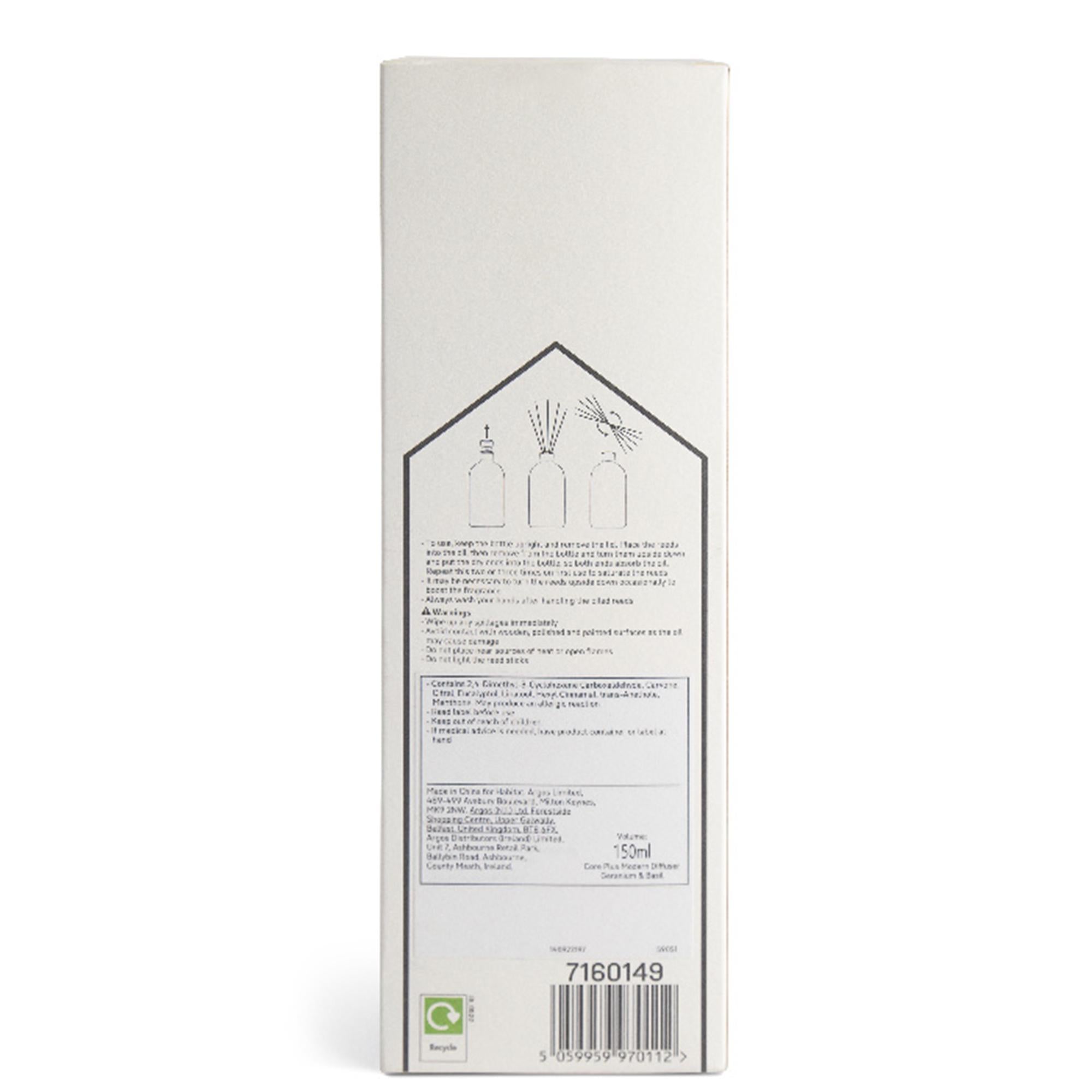 Habitat Reed Diffuser Geranium & Basil 150ml, UK version