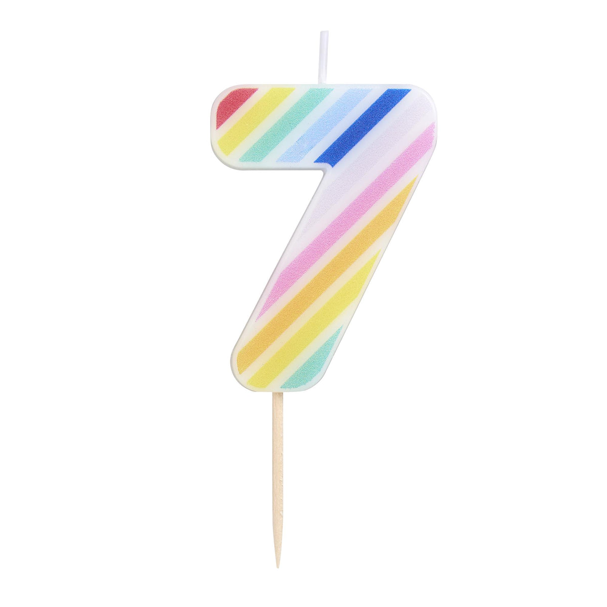 Sainsbury's Home number 7 candle rainbow stripe design (British brand)