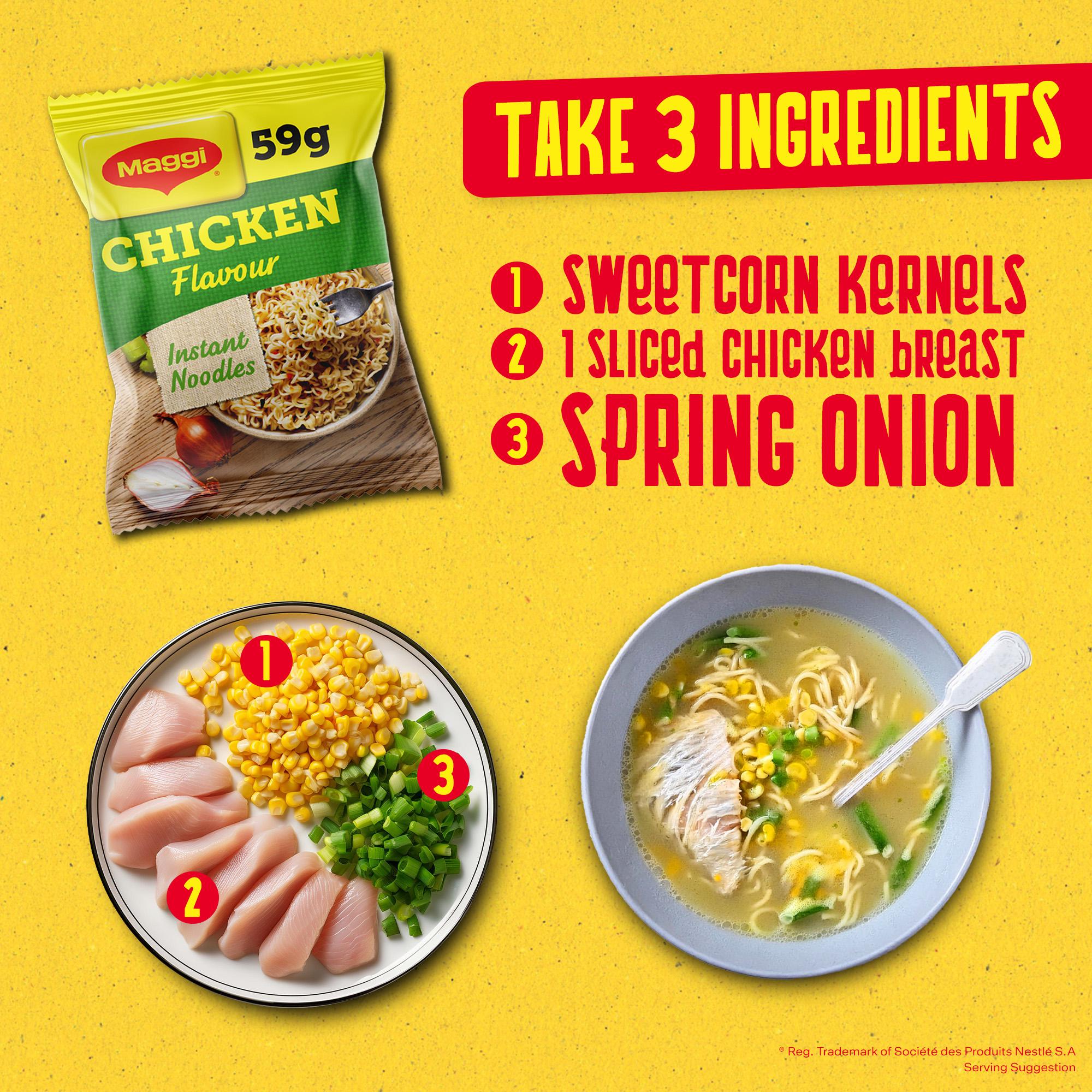 Maggi 3 Minute Instant Noodles Chicken Flavour 4x59g, imported from the UK