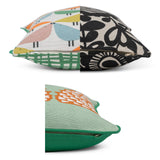 Hedgehog Printed Cushion with Cotton Cover and Green Piping, 50x30cm
