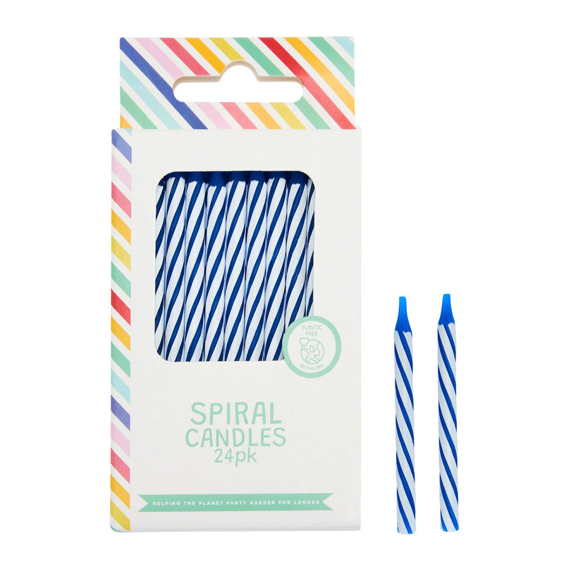Sainsbury's Home blue spiral candles 24 pack with holders, imported from the UK