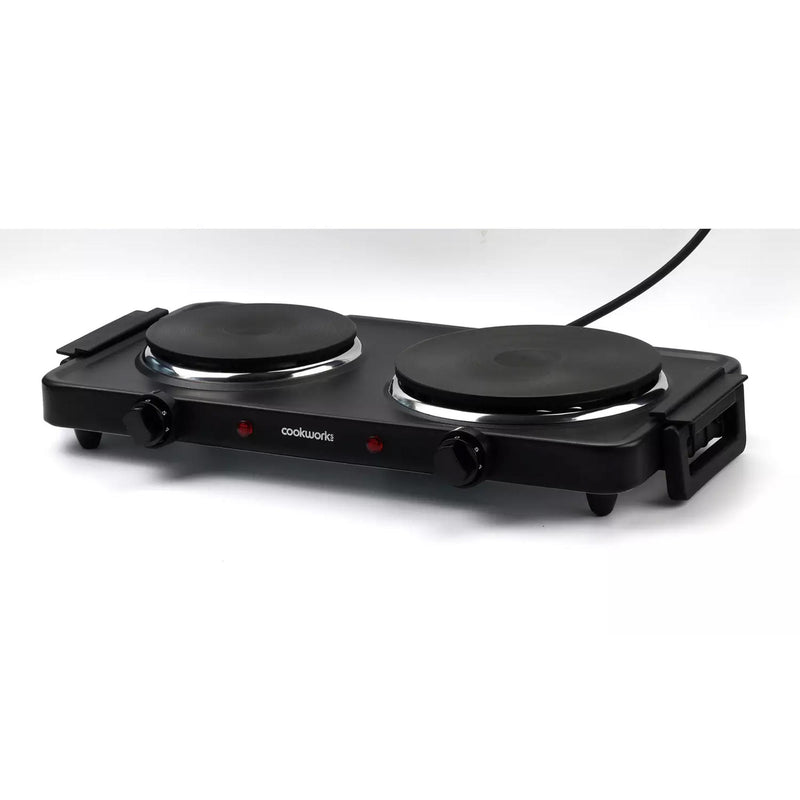 Cookworks 2500W Double Hotplate Hob 50.5 x 27 x 7cm - British product