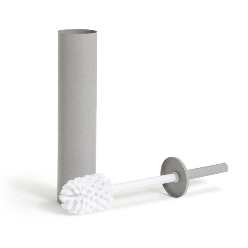 Slimline Toilet Brush with Lid and Removable Bin in Matte Grey Steel