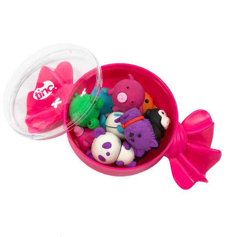 Tinc Sweetie Tub pink with 10 animal erasers, UK version