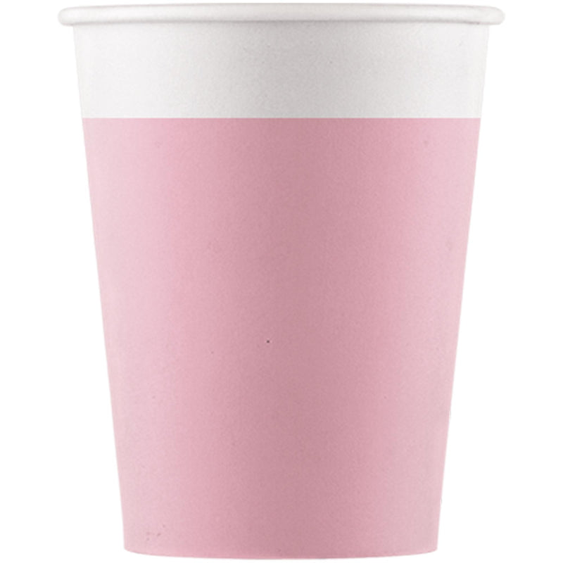 Procos pink disposable paper cups 200ml 8 pack UK version