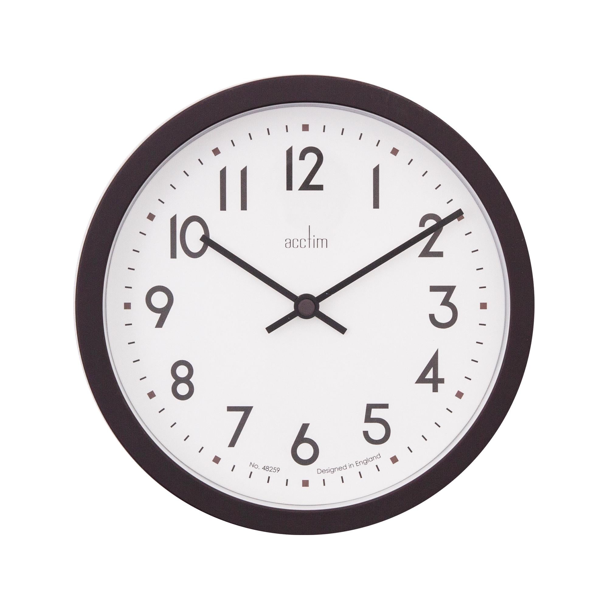 Acctim Elstow retro analogue wall clock black 20cm - British product