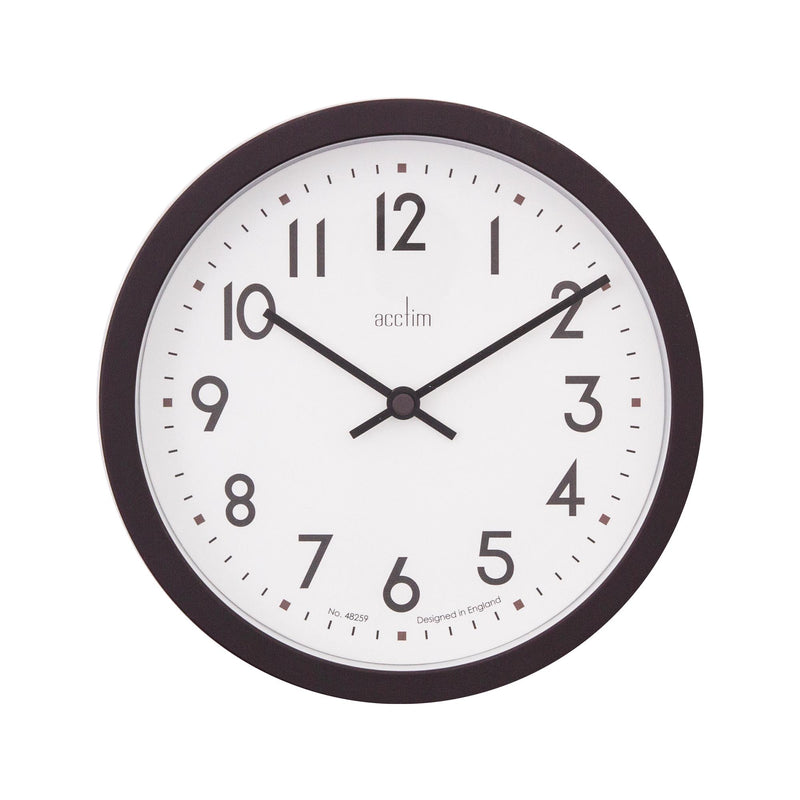 Acctim Elstow retro analogue wall clock black 20cm - British product