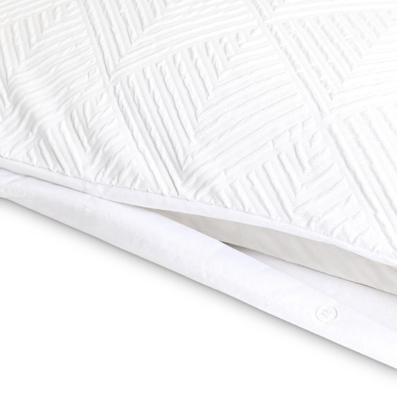 White Textured Embossed Single Bedding Set with Duvet Cover and Pillowcase