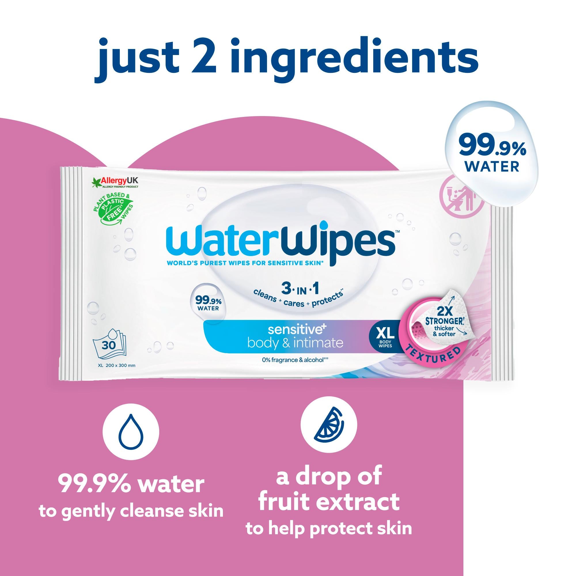 WaterWipes adult incontinence sensitive wipes 30 pack - British product
