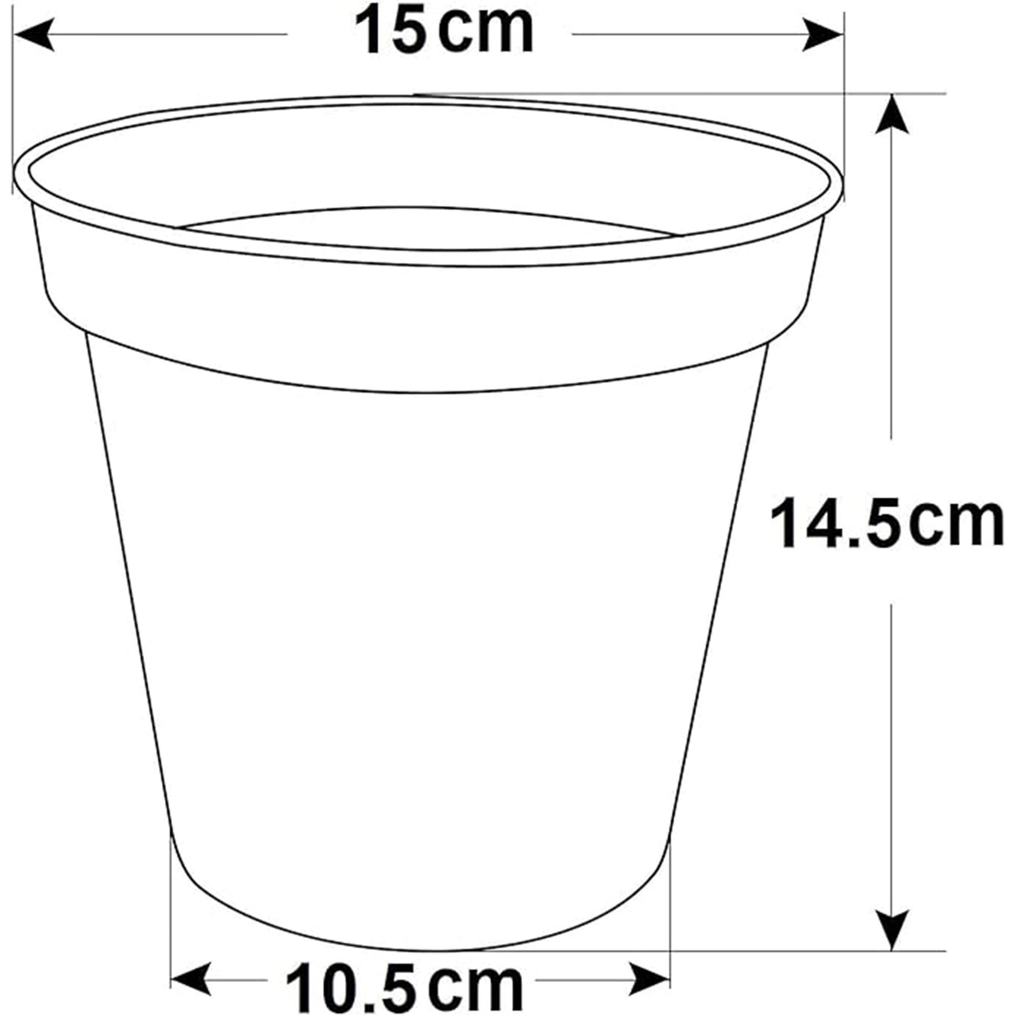 Whitefurze plastic pots pack of 3 15cm, UK version