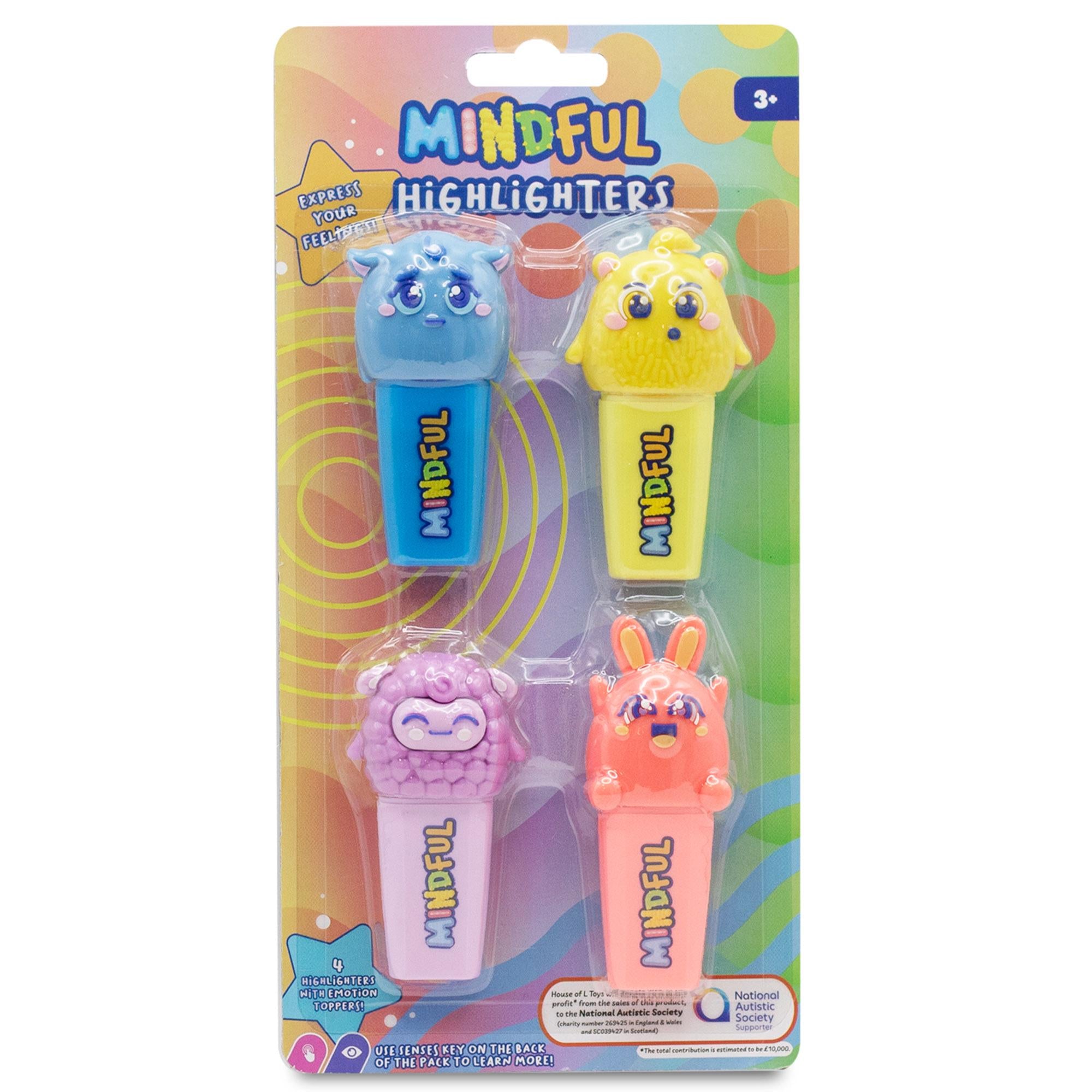 Mindful Character Highlighters Scented 4 Pack, imported from the UK