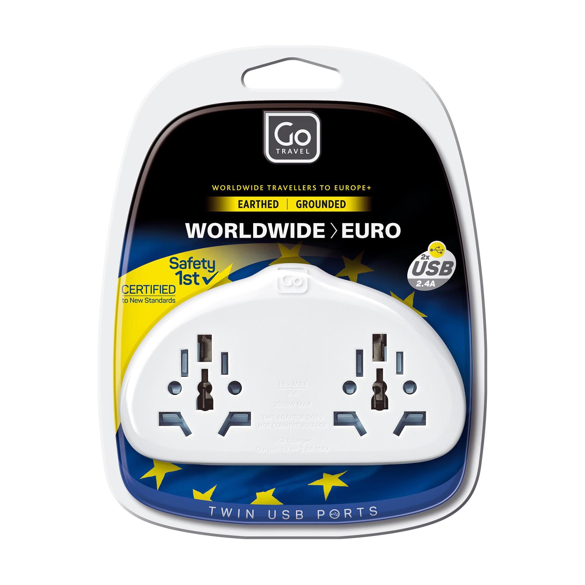Go Travel World-EU adaptor duo USB - British product