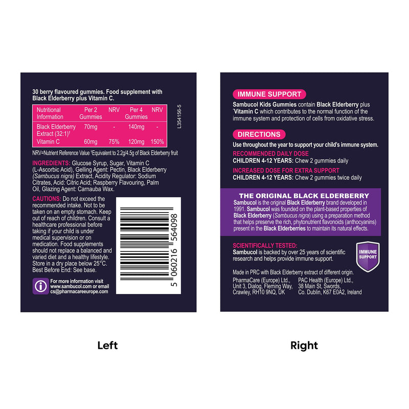 Sambucol black elderberry gummies 30 pack - British product
