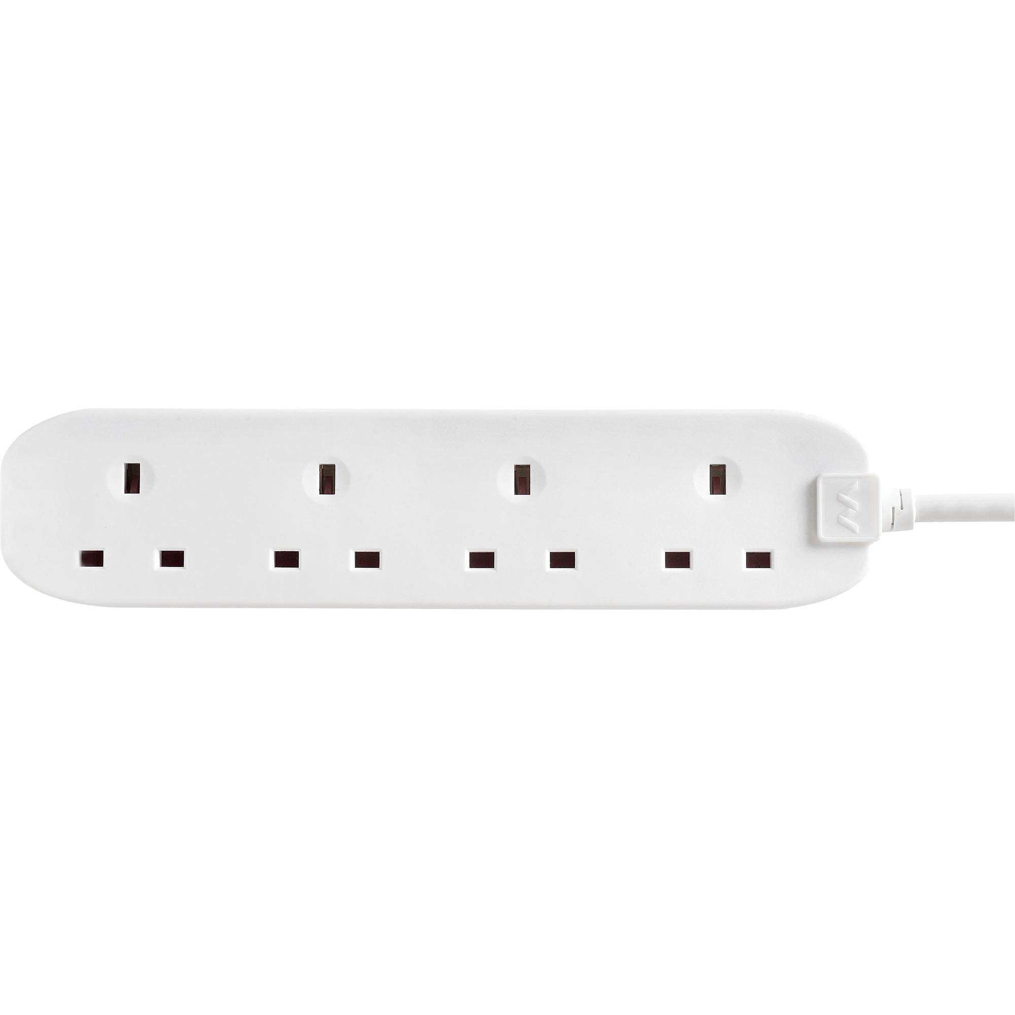 Masterplug white extension lead 4 socket 1m, imported from the UK