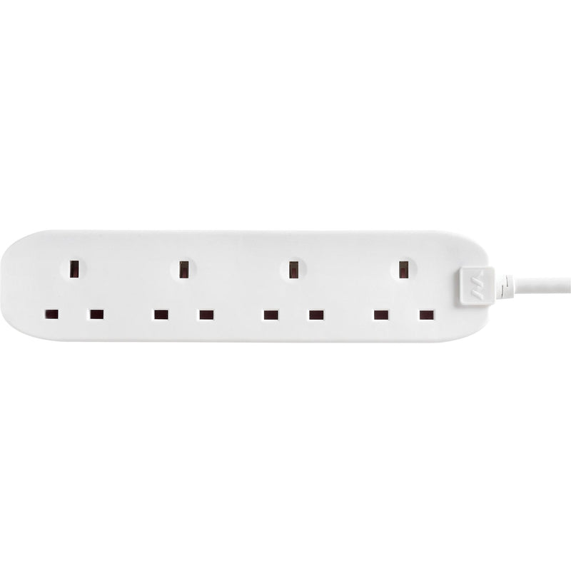 Masterplug white extension lead 4 socket 1m, imported from the UK