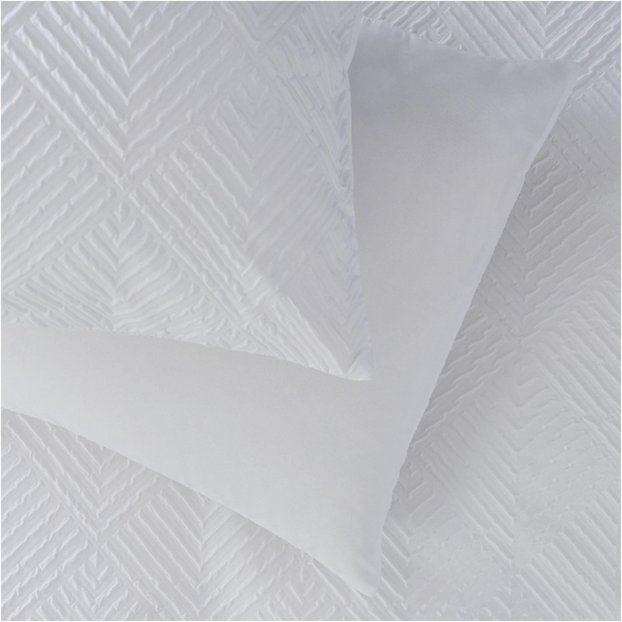 White Textured Embossed Single Bedding Set with Duvet Cover and Pillowcase