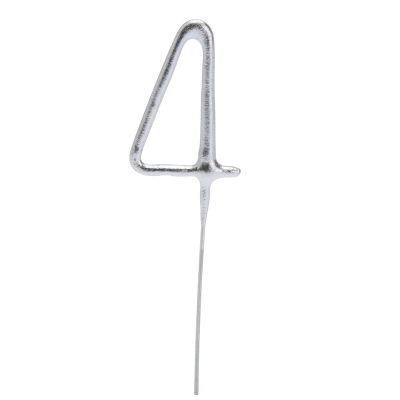 Sainsbury's Home silver number 4 cake sparkler candle - British product