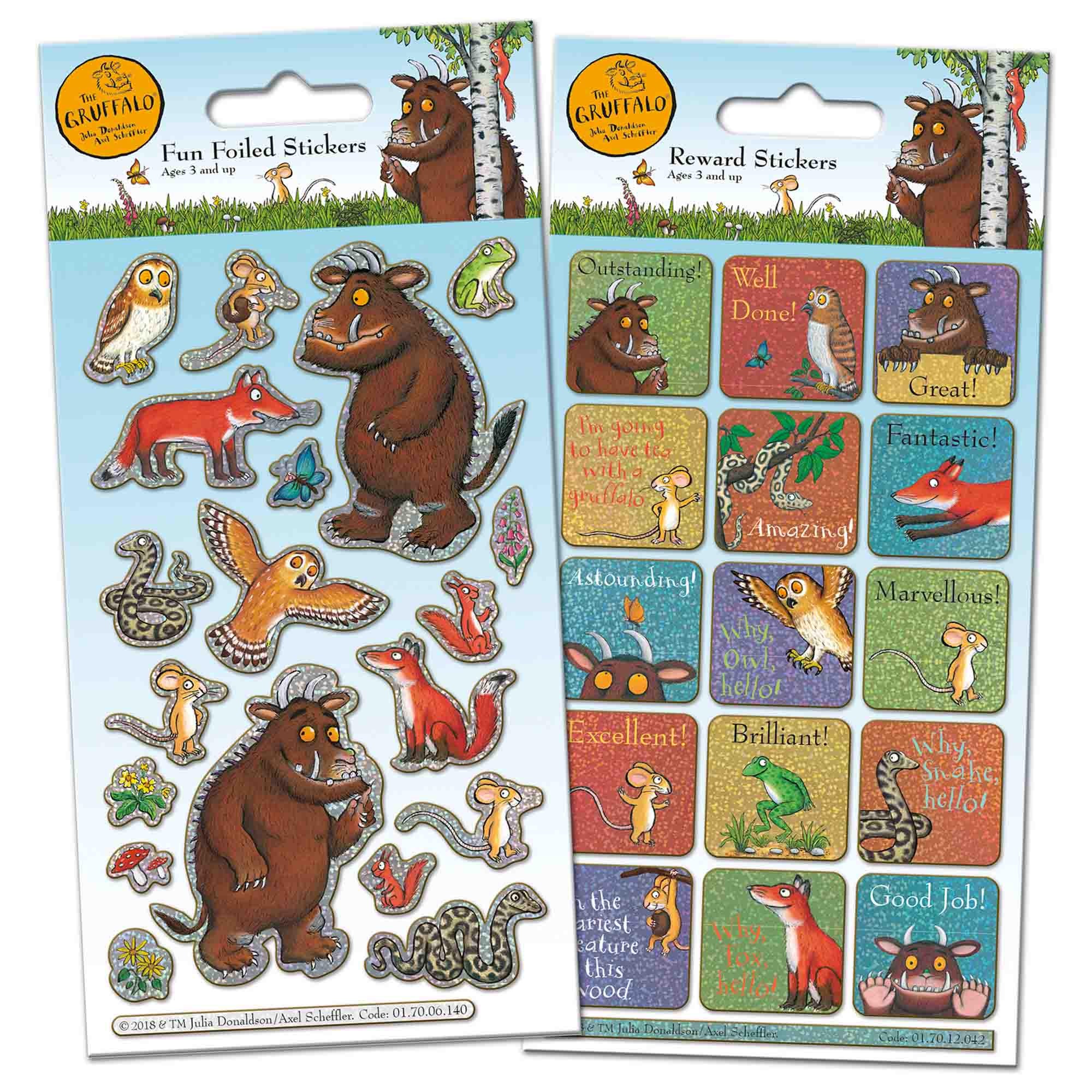 Gruffalo stickers sparkly foiled sheet, UK version