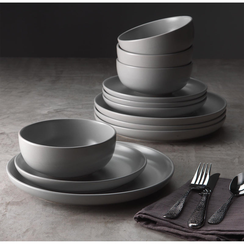 Habitat 12pc matte grey dinner set stoneware - British product