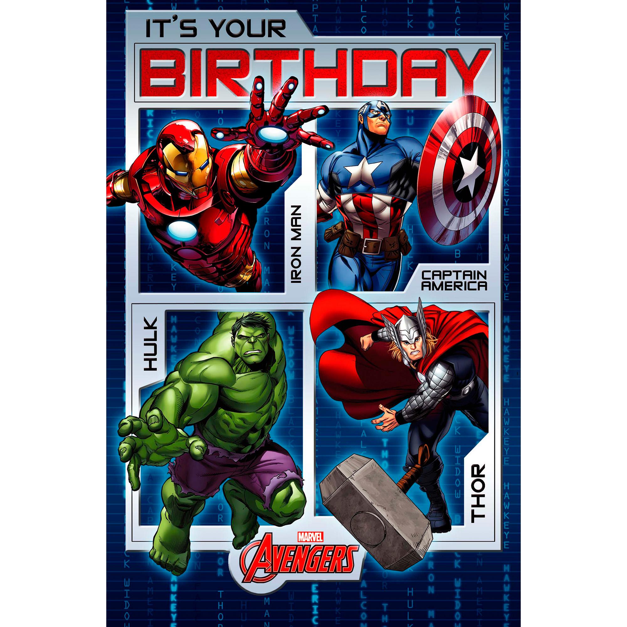 Carlton Happy Birthday Card Disney Marvel Avengers Greeting Card GOODS Sainsburys   