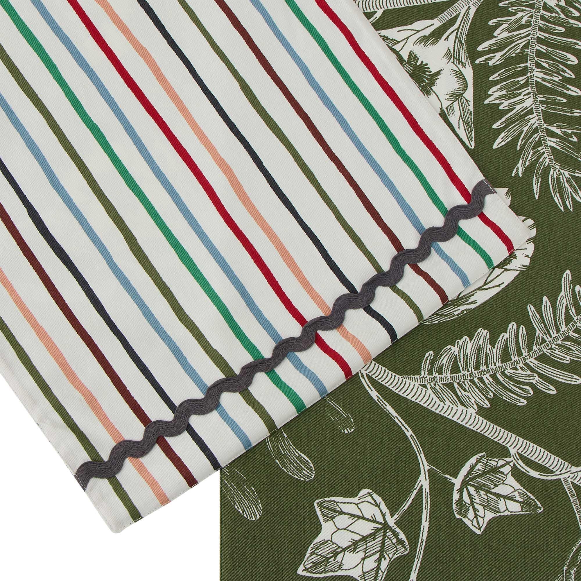 Habitat Floral Stripe Cotton Table Runner Green 220 x 33cm, UK version