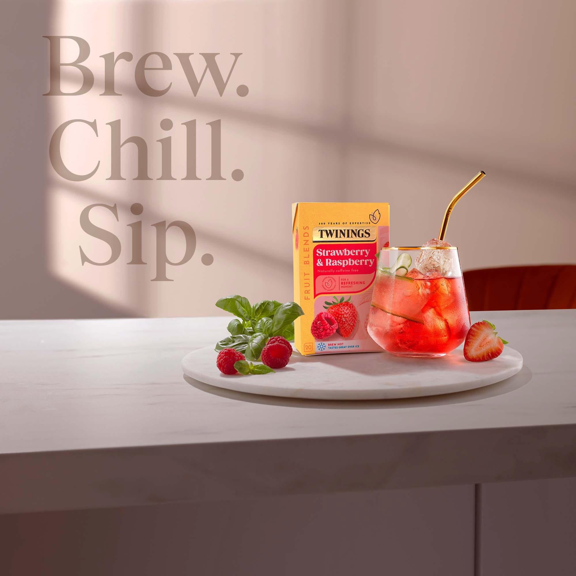 Twinings strawberry and raspberry fruit tea 20 tea bags (British brand)