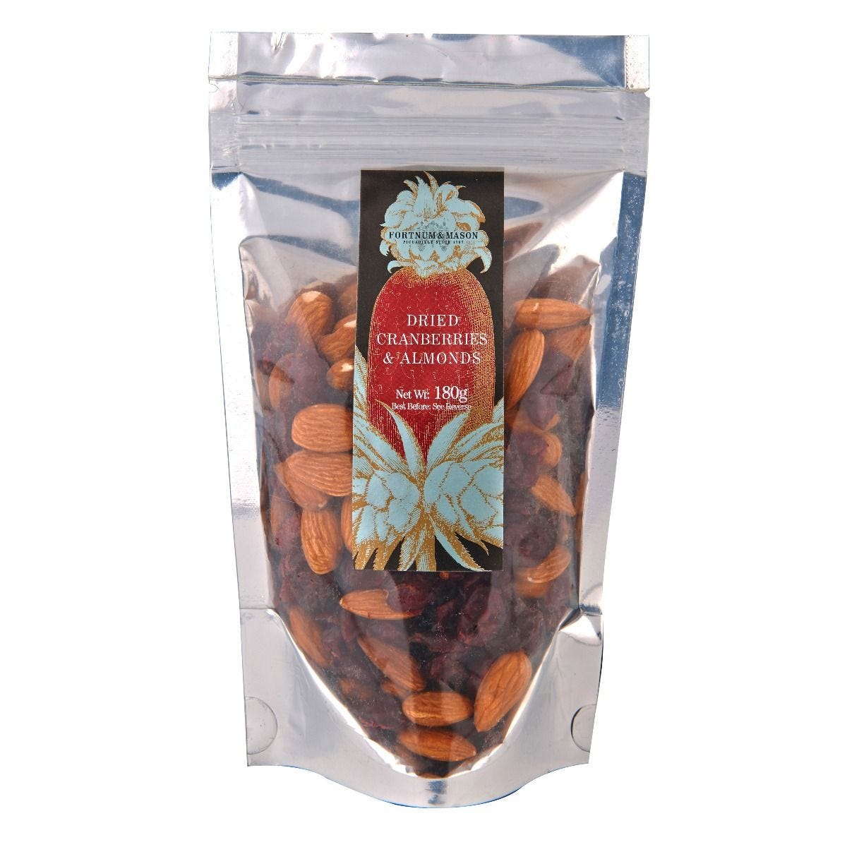 Dried cranberries and almonds vegan snack mix 180g, imported from the UK